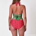 Luca Women High Waist Swimsuit Watermelon Print Bikini Set Push-up Bra Bathing Beachwear Bow Tie Back Beach Holiday Watermelon Red B07D7C7QDP